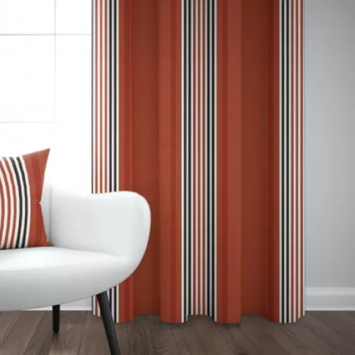 Jean-Vier Curtains^100% Cotton Terracotta Striped Curtain