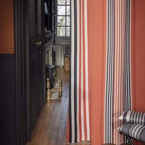 Jean-Vier Curtains^100% Cotton Terracotta Striped Curtain