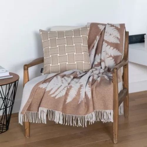 Jean-Vier Throw & Blanket^Beige Cashmere And Wool Blanket With Fern Pattern