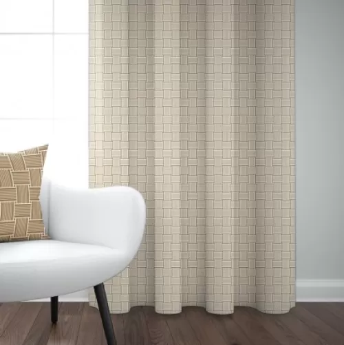 Jean-Vier Curtains^Beige Jacquard Curtain With Woven Pattern