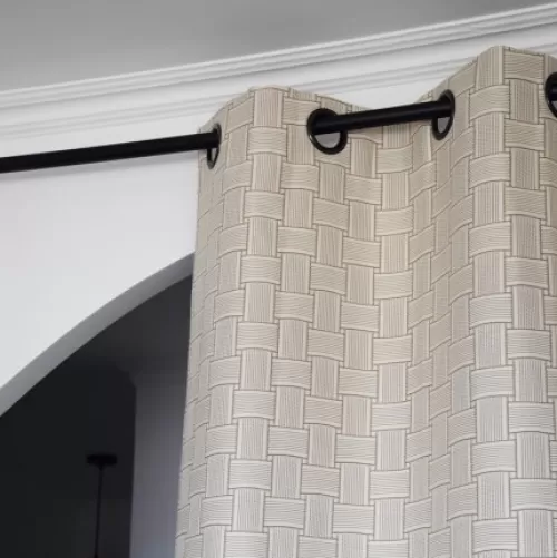 Jean-Vier Curtains^Beige Jacquard Curtain With Woven Pattern