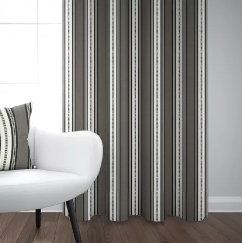 Jean-Vier Curtains^Black Jacquard Striped Curtain 100% Cotton