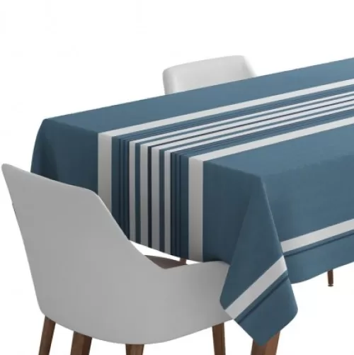 Jean-Vier Quality Tablecloth^Blue Cotton Tablecloth With Herringbone Pattern