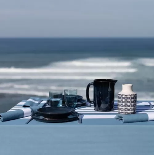 Jean-Vier Quality Tablecloth^Blue Cotton Tablecloth With Herringbone Pattern