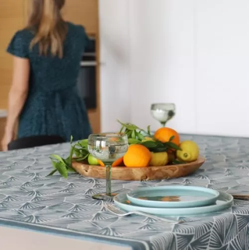 Jean-Vier Quality Tablecloth^Blue Jacquard Tablecloth 100% Cotton