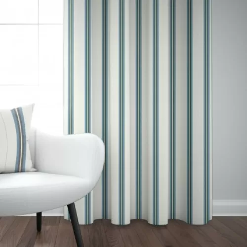 Jean-Vier Curtains^Blue Striped Linen And Cotton Curtain