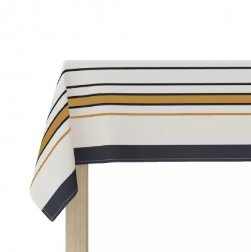 Jean-Vier Quality Tablecloth^Cotton Sateen Tablecloth With Beige Stripes