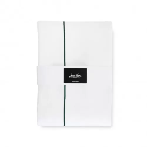 Jean-Vier Flat Sheet^Cotton Satin Flat Sheet With Dark Green Embroidery