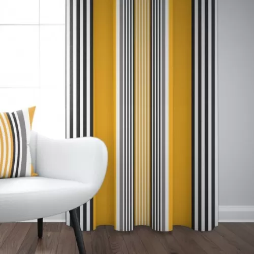 Jean-Vier Curtains^Gold Yellow Curtain In Cotton Satin With Stripes