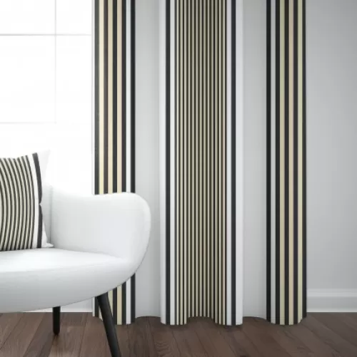 Jean-Vier Curtains^Grey Striped Cotton Satin Curtain