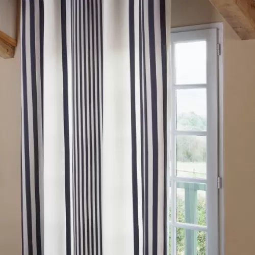 Jean-Vier Curtains^Grey Striped Cotton Satin Curtain