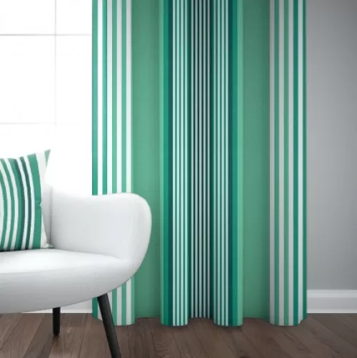 Jean-Vier Curtains^Light Green Cotton Curtain With Stripes