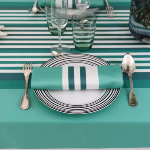 Jean-Vier Quality Tablecloth^Light Green Striped Tablecloth 100% Cotton