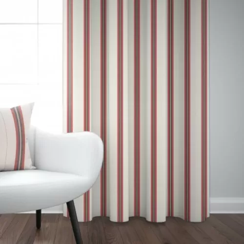 Jean-Vier Curtains^Linen And Cotton Curtain With Terracotta Stripes