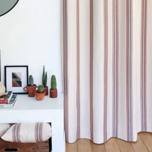 Jean-Vier Curtains^Linen And Cotton Curtain With Terracotta Stripes