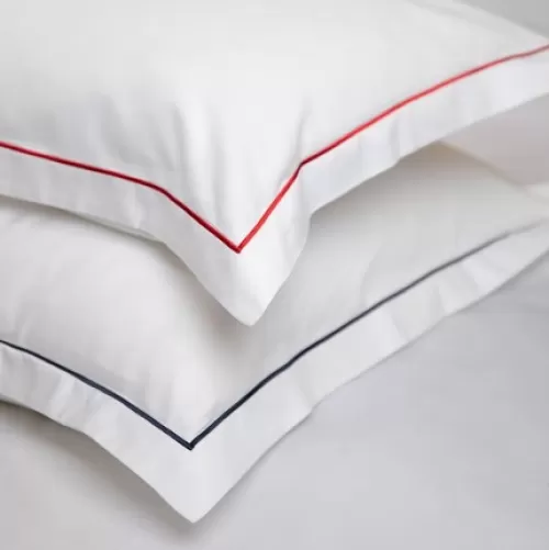 Jean-Vier Pillowcase^Lot De 2 Taies D'Oreiller Avec Broderie Bleu Fonce