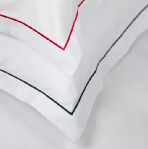 Jean-Vier Pillowcase^Lot De 2 Taies D'Oreiller Avec Broderie Bleu Fonce