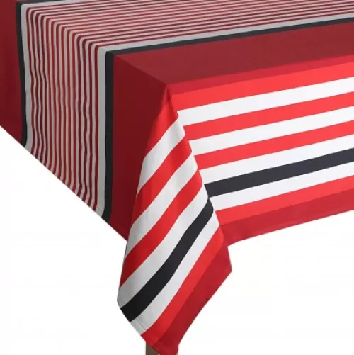 Jean-Vier Quality Tablecloth^Red And Black Cotton Tablecloth With Stripes