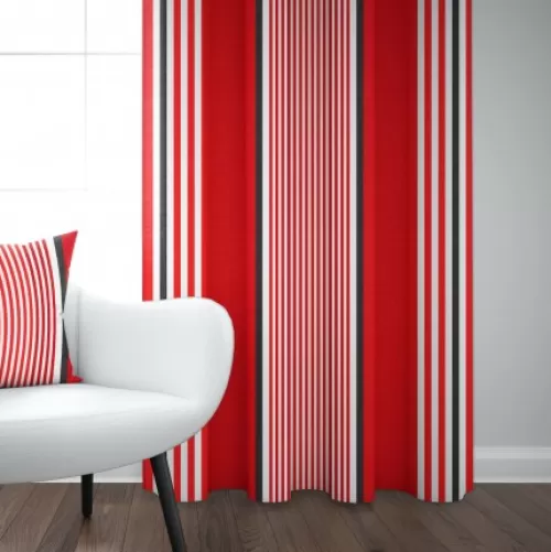 Jean-Vier Curtains^Red And Black Striped Cotton Curtain