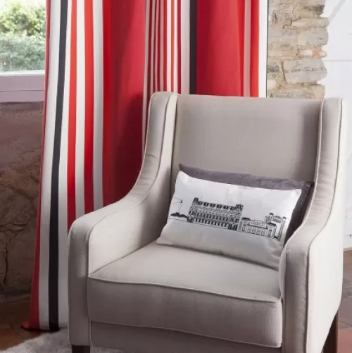 Jean-Vier Curtains^Red And Black Striped Cotton Curtain