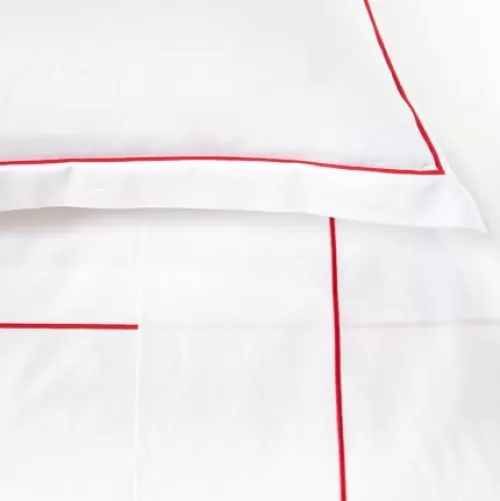 Jean-Vier Flat Sheet^Sheet In Cotton Satin With Red Embroidery