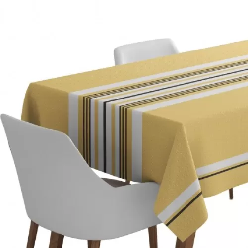 Jean-Vier Quality Tablecloth^Yellow Cotton Tablecloth With Herringbone Stripes