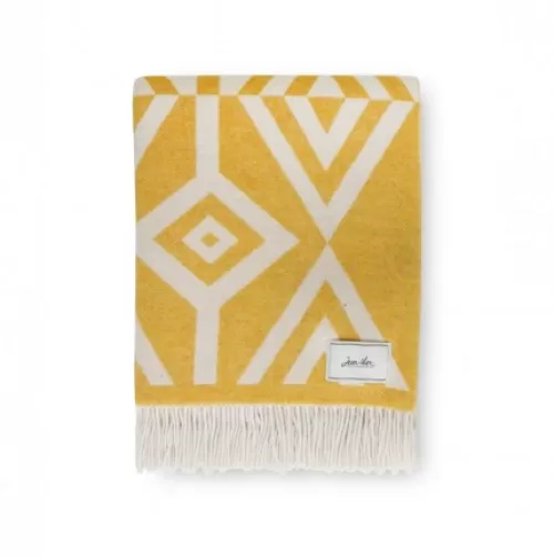 Jean-Vier Throw & Blanket^Yellow Plaid In Cashmere And Wool With Pattern